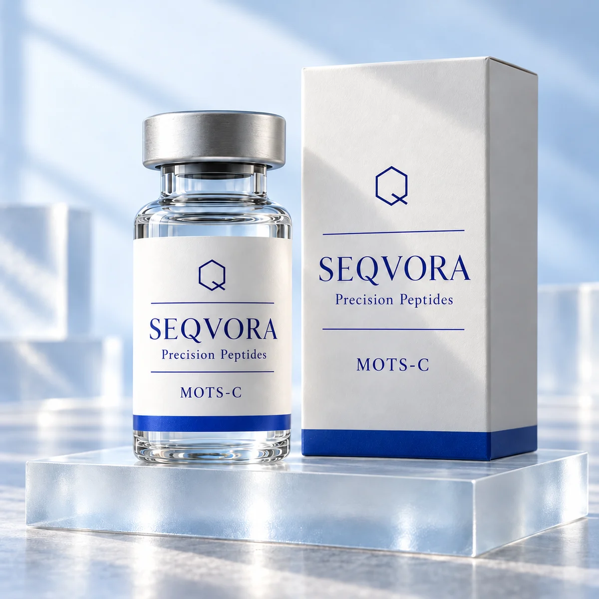 MOTS-C — бело-синяя концепция упаковки SEQVORA